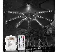 Luci per ombrellone da terrazzo, KINGCOO 104 LED luce per ombrellone, telecomando, 8 modalità, luce decorativa a barra alimentata a batteria per esterno, ombrellone, tenda (Bianco)