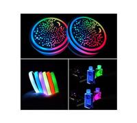 Luci per portabicchieri da auto a LED,2 Pezzi Sottobicchieri per auto con ricarica USB,7 colori luce luminescente Cup Pad,Luminescente Cup Pad interno atmosfera lampada decorazione luce