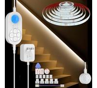 Luci per scale a doppio sensore per interni, striscia di luce di passaggio attivata dal movimento plug-in per interni con doppio sensore di movimento, dimmer, timer di ritardo per