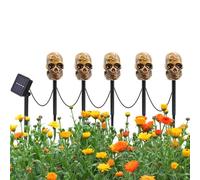 Luci per sentieri del Teschio - Luci per esterni di Halloween 5 pezzi, lampade da paesaggio a LED impermeabili | Illuminazione spettrale a energia solare per cortile, passerella,