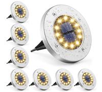 Luci per sentieri solare 12 LED 8 pezzi bianco caldo in acciaio inox