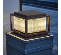 Luci per tappi per pali da esterno Lampada da palo moderna cablata nera Lampada da pilastro a colonna impermeabile per esterni Illuminazione esterna per paesaggi Recinzione antiruggine Lanterna per