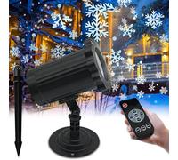 Luci proiettore fiocchi di neve, luce impermeabile con telecomando wireless, proiettore fiocchi di neve ruotabile a 360° per Halloween, Natale, feste di compleanno a casa e decorazioni da giardino