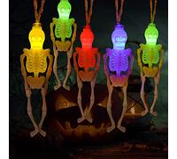 Luci scheletriche di Halloween, 20 LED, scheletri di Halloween, decorazione con 2 modalità, luci a batteria, luci spettrali di Halloween, per feste, patio, bar, interni ed esterni