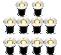 Luci Sepolte Luci Rotonde A LED Calpestabili, Ip67 Impermeabile 1w in Acciaio Inox Decorazione da Giardino All'aperto, Warm White Light, 24v