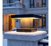 Luci solari a colonna Colonna per esterni Luce per recinzione moderna ad energia solare Lampada Impermeabile 3000K LED Piedistallo Paletto Illuminazione Colonna in mattoni Lanterna Recinzione Lanterna