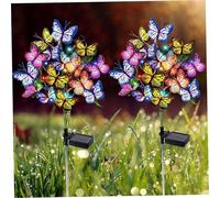 Luci solari a farfalla per esterni, 2 pezzi, 29 pollici, luci solari a LED per esterni, impermeabili, realistiche decorazioni farfalla colorate per patio, prato, cortile, giardino