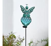 Luci solari a forma di angelo da 80 cm, impermeabili, 1 pezzo, palo da giardino in metallo con 30 LED bianchi caldi, grado di protezione IP65 per decorazioni esterne, marrone/blu (Blue Angel Landing)