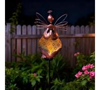 Luci solari a forma di angelo da 80 cm, impermeabili, confezione da 1, palo da giardino in metallo con 30 LED bianchi caldi, grado di protezione IP65 per decorazioni esterne, marrone/blu (rame Angel