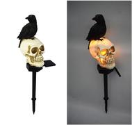 Luci solari a forma di corvo di Halloween Luci solari Impermeabile Illuminazione da cortile per paesaggio Outdoor Solar Powered Garden Decor Courtyard Insert Light Skeleton Halloween Corvi e corvi