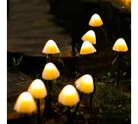 Luci solari a forma di fungo, 10 luci solari da giardino per esterni, 8 modalità, mini luce impermeabile per vialetti, paesaggi, giardini, cortili, prato, Halloween, Natale, feste, matrimoni