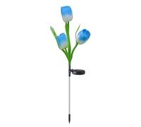 Luci solari a forma di tulipano, 3 teste, luci LED da giardino, per un bellissimo paesaggio all'aperto (E)