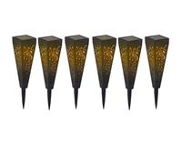 Lampada Solare Da Giardino Fackel Con Picchetto Oro LED H 33 Cm Set Di 6