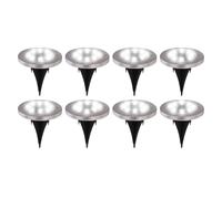 Luci solari a LED Lampada a terra Faretto da incasso a terra Picchetto a terra Lampada solare in acciaio inox Luce a innesto, DxH 13x11,8 cm, set da 8