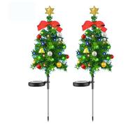 Luci solari a terra per albero di Natale con bacche rosse e campanelle, perfette per giardino e decorazione all'aperto per le vacanze