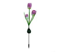 Luci solari a tulipano a 3 teste LED e illuminazione realistica del palo da giardino (F)