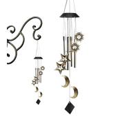 Luci solari a vento - Apparecchio da appendere impermeabile, design con stelle e luna, modulo di illuminazione che cambia colore, accessorio per illuminazione esterna per giardino, prato, cortile