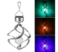 Luci solari da appendere a forma di campane a vento a LED che cambiano colore, a spirale, lampada a sospensione per giardino, patio, balcone