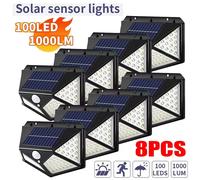 Luci solari da esterno 100LED 3 modalità 270 ° Luci di sicurezza con sensore di movimento dell'angolo di illuminazione per la porta d'ingresso del patio della recinzione del giardino del cortile