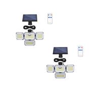 Luci Solari da Esterno 333 LED 2800LM con Sensore di Movimento e Telecomando, 4 Teste IP65, Faretti, 2 Pezzi