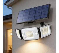 Luci Solari Da Esterno, Luci Di Inondazione Con Sensore Di Movimento Da 1200LM E Telecomando, Pannello Solare Diviso Impermeabile IP65 Con Cavo Da 3 M For Vialetto Garage Giardino(Warm light)