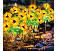 Luci solari da giardino a forma di girasole, confezione da 3 paletti decorativi per esterni con 18 luci a girasole, decorazioni da giardino per esterni