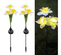 Luci solari da giardino all'aperto | Confezione da 2 luci solari da giardino a forma di narciso | Luci solari da giardino ornamenti da giardino impermeabili per vialetti e feste di nozze (bianco)