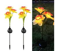 Luci solari da giardino all'aperto | Confezione da 2 luci solari da giardino a forma di narciso | Luci solari da giardino ornamenti da giardino impermeabili per vialetto festa di nozze (giallo)
