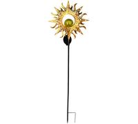 Luci solari da giardino, decorazioni per esterni in ferro, decorazione da cortile, antica lanterna a energia solare con motivi a luna cava e sole, impermeabile, altezza 82 cm