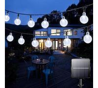 Luci solari da giardino esterne, 50 LED, 7 m, solare, impermeabili, 8 modalità di illuminazione, per interni ed esterni, per decorazione giardino, patio, cortile, feste, matrimoni, festival (bianco)