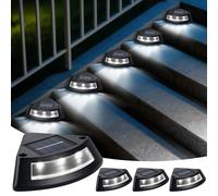 Luci Solari da Giardino Esterno Bianca Freddo, Qoosea 4 Pezzi IP65 Impermeabili Luce Solare Faretto Segnapasso, LED Esterne Lampade Solari per Scale Sentieri Vialetto Marciapiede Passaggi Natale Decor