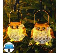 Luci Solari da Giardino LED 2 Pezzi Lanterne Solare da Esterno Impermeabile IP44 Lampada a Sospensione Solare Luce Decorative Gufo per Patio Terrazza Balcone Patio Vialetto Cortile Illuminazione