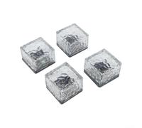 Luci solari da terra, 4 pezzi, design mattone di ghiaccio, impermeabili, decorazione per sentiero del cortile con sensore all'alba 7 x 7 x 5 cm (luce bianca)