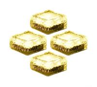 Luci solari da terra 4 pezzi design mattoni di ghiaccio impermeabile cortile percorso Decor crepuscolo alba sensore 7x7x5cm (luce calda)