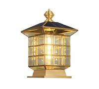 Luci solari del cappuccio della posta per le colonne all'aperto, corpo in ottone impermeabile con paralume in vetro temperato