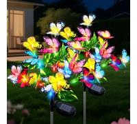 Luci Solari Esterno, 2 Pezzi Farfalle Luci Solari da Giardino Esterno, 2 Modalità Lampade Solare Esterne Impermeabili, Decorazioni Giardino per Patio Terrazzo Cortile Natale