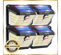 Luci Solari Esterno 231 Faretti Solari a Led Da Esterno 300° Super Luminoso 3 Mo