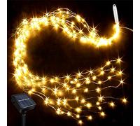 Luci Solari Esterno, 2M×10 Striscia Luci Stringa Solare, Luci Solare 200 LEDs Impermeabili Luci a Cascata 8 Modalità Fascio di Luce per Giardino Festa Matrimonio Natale Decorazione