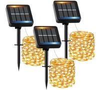 Luci Solari Esterno【3 Pacchi】12+2M 120LED Luci Solari da Giardino IP65