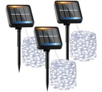 Luci Solari Esterno【3 Pacchi】12+2M 120LED Luci Solari da Giardino IP65