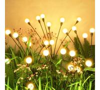 Luci Solari Esterno, 8 LED Luci da Esterno Giardino Solari, Firefly Garden Light Outdoor Lights IP65 Impermeabile per La Decorazione Marciapiede del Cortile Patio (Bianco Caldo) (2 Pezzi)