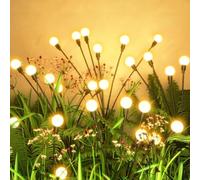 Luci Solari Esterno, 8 LED Luci da Esterno Giardino Solari, Firefly Garden Light Outdoor Lights IP65 Impermeabile per La Decorazione Marciapiede del Cortile Patio (Bianco Caldo) (4 Pezzi)