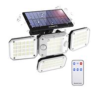Luci Solari Esterno con Sensore di Movimento: Lampada Led Solare con Doppio Sensore Luce Esterna da Parete Impermeabile - Faretto Energia Solare con Telecomando Lampade Applique per Giardino Garage
