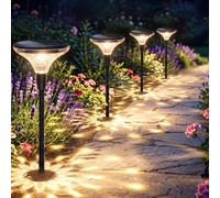 Luci Solari Esterno Giardino 4 Pezzi Lampade LED Bianco Caldo Decorazione | Set da 4, 2 modalità di proiezione, luce calda, autonomia 10-12h, sensore crepuscolare, interruttore, IP65 impermeabile
