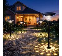 Luci Solari Esterno Giardino 6 Pezzi Lampade LED Bianco Caldo Decorazione | Set da 6, 2 modalità di proiezione, luce calda, autonomia 10-12h, sensore crepuscolare, interruttore, IP65 impermeabile