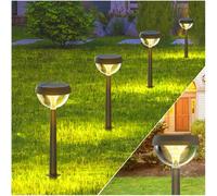 Luci solari esterno set 4 led bianco caldo giardino