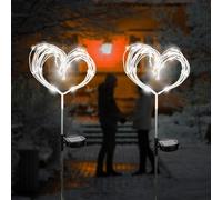 Luci Solari Giardino Esterno - XRR 2 Pezzi 120 LEDs Luci Solari Fuochi D'artificio, Impermeabile Luci a Energia Solare Decorative Luci Fatate Natalizie per Giardino, Aiuola, Feste(bianco freddo)