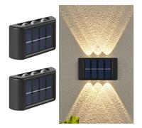 Luci Solari LED da Parete Esterno Impermeabili Giardino Recinzione 2 Pezzi