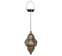 Luci solari marocchine da giardino - Lanterne decorative impermeabili da appendere con LED caldo - Lampade in metallo ad energia solare per patio, cortile, sentiero, recinto, decorazione