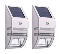 Luci solari per esterni con rilevatore di movimento Applique solari a LED Illuminazione per esterni in acciaio inossidabile Luci solari impermeabili IP65 Lampade da parete per esterni,2pc